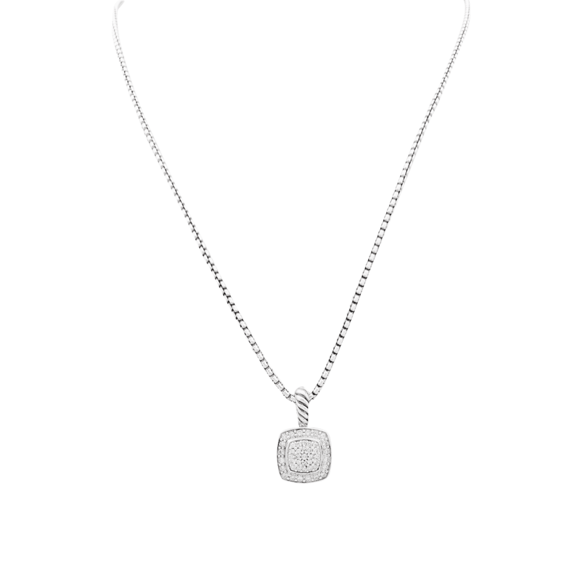 Collier Pendentif DAVID YURMAN "Petite albion" en argent et diamants - Castafiore