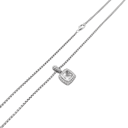 Collier Pendentif DAVID YURMAN "Petite Albion" en argent, topaze et diamants - Castafiore