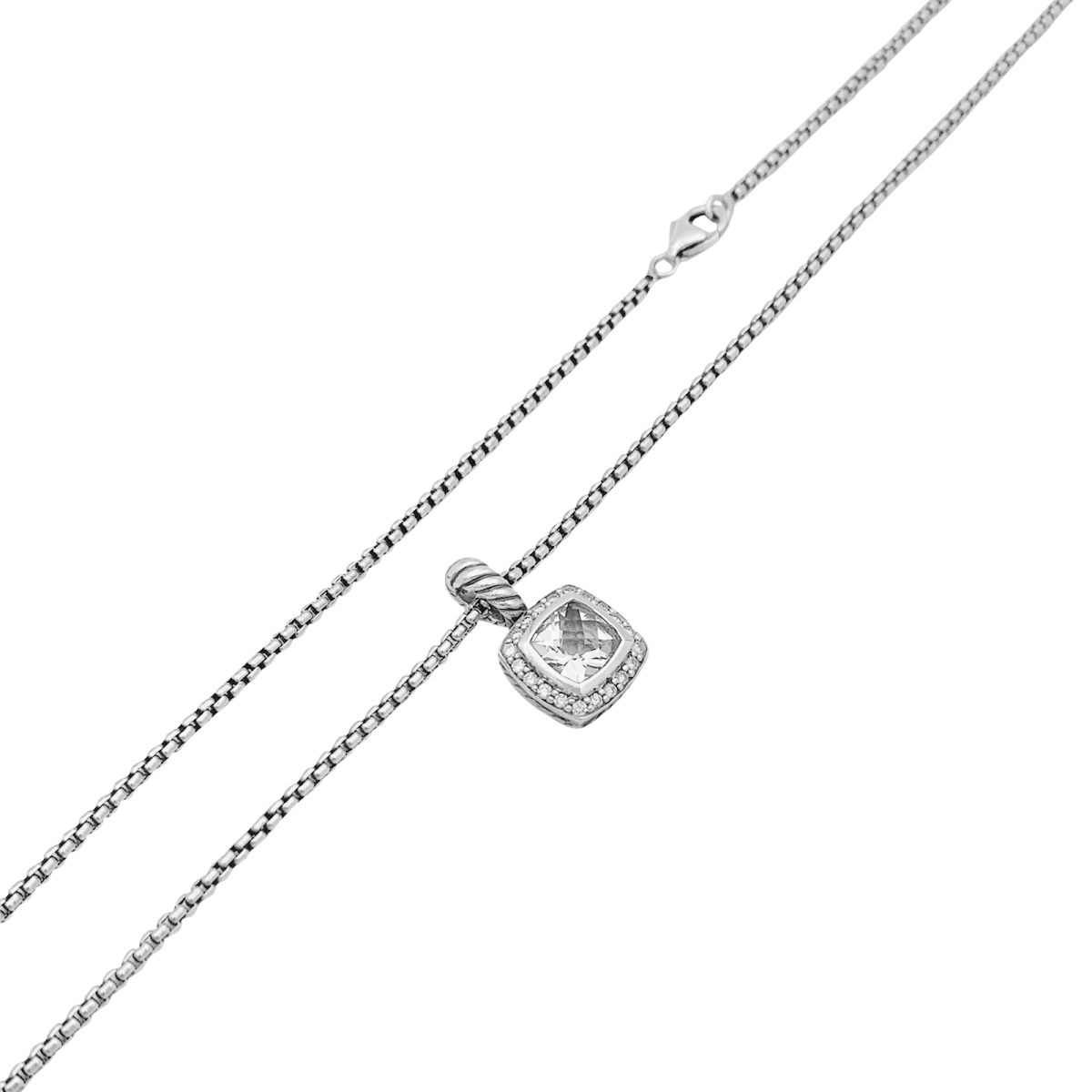 Collier Pendentif DAVID YURMAN "Petite Albion" en argent, topaze et diamants - Castafiore