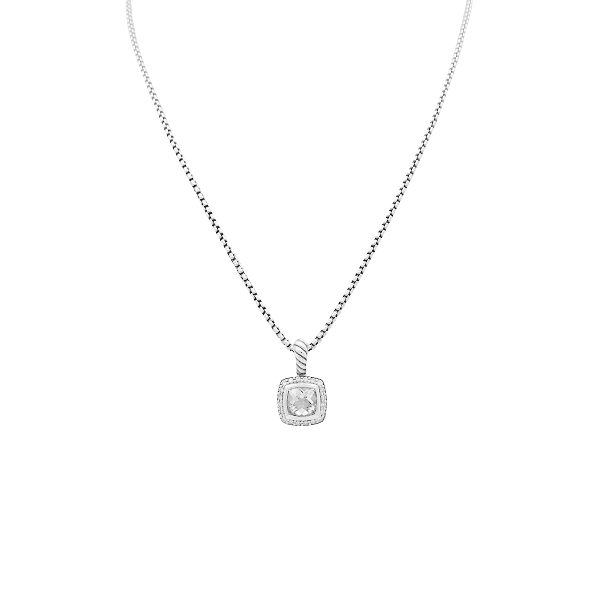Collier Pendentif DAVID YURMAN "Petite Albion" en argent, topaze et diamants - Castafiore