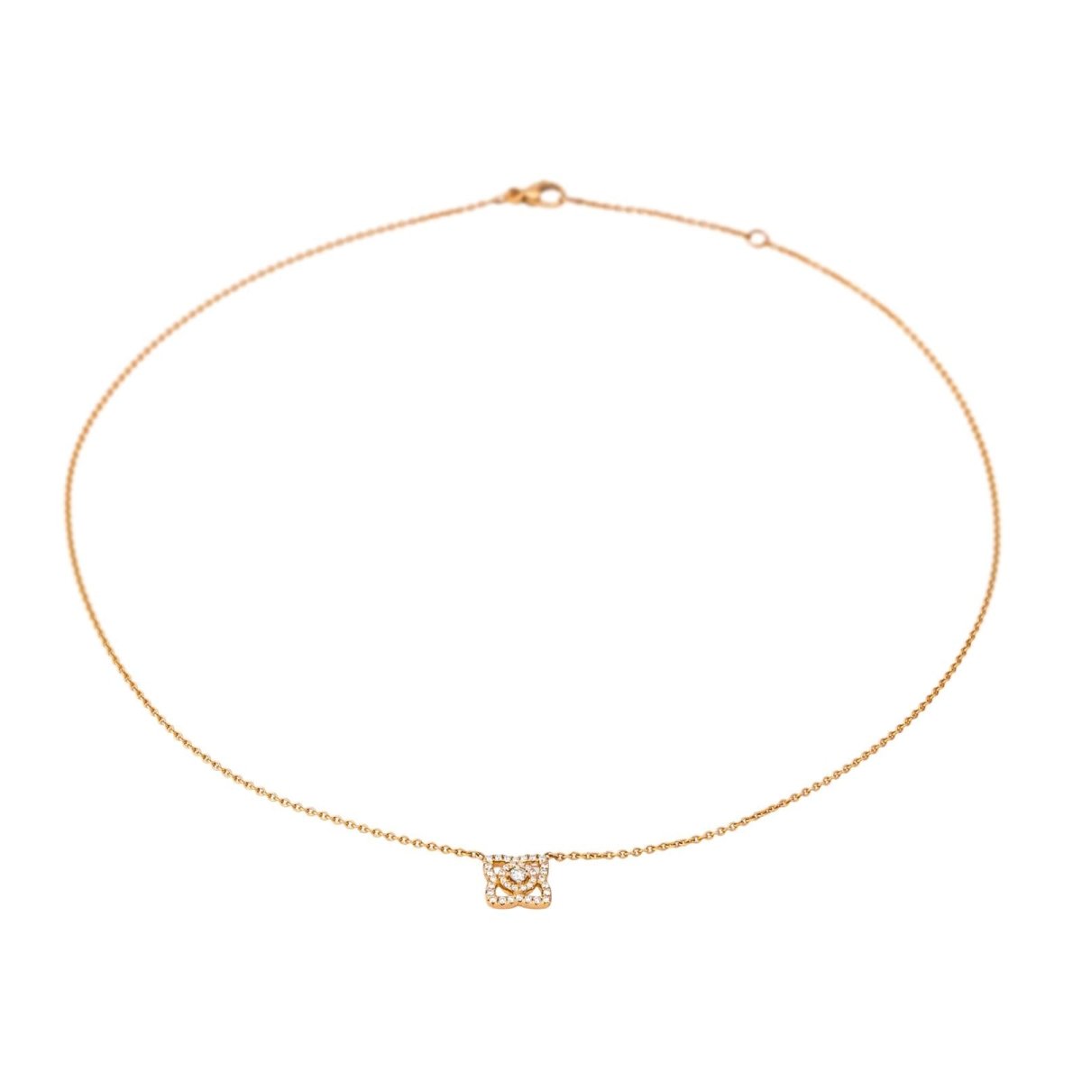 Collier Pendentif DE BEERS "Lotus" en or rose et diamants - Castafiore