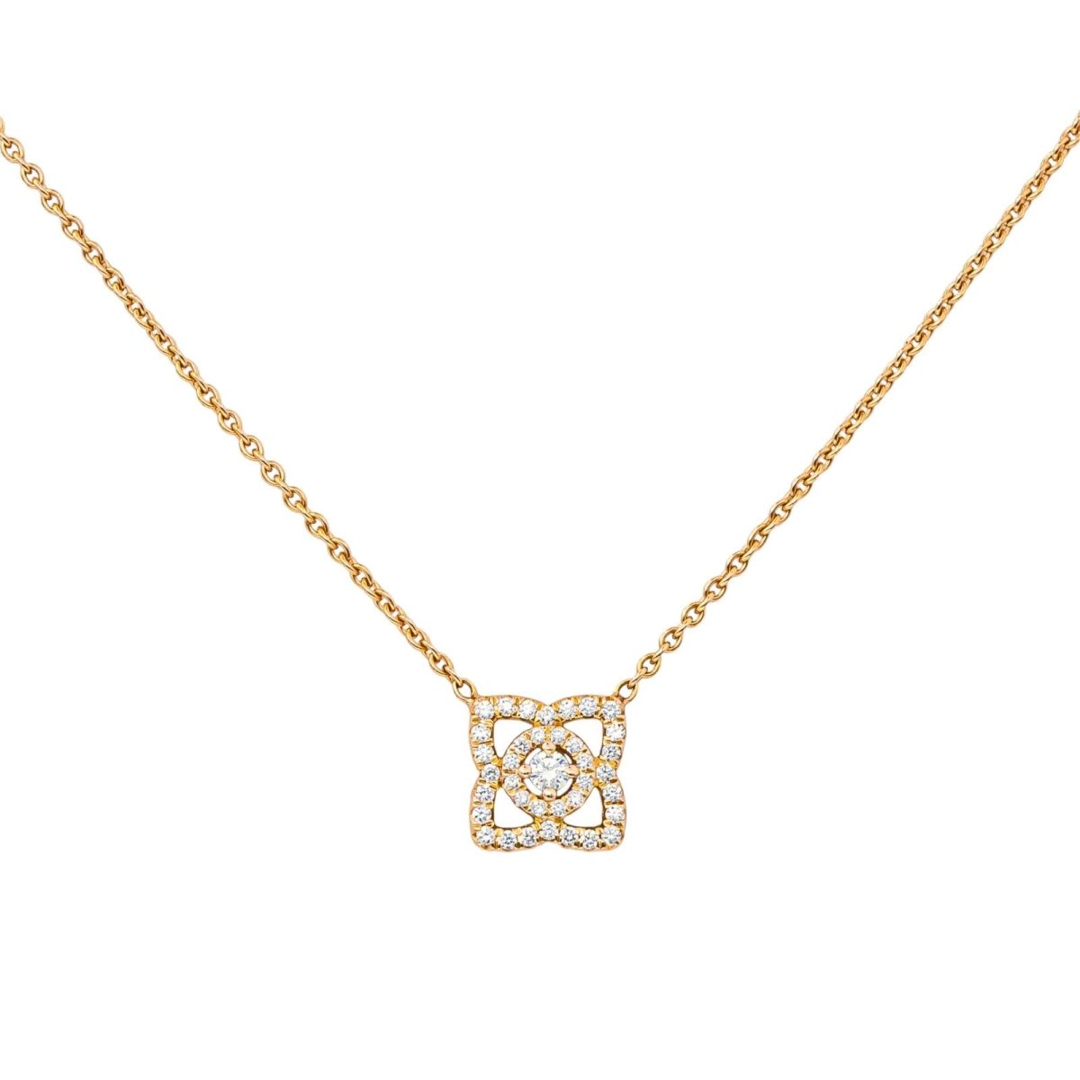 Collier Pendentif DE BEERS "Lotus" en or rose et diamants - Castafiore