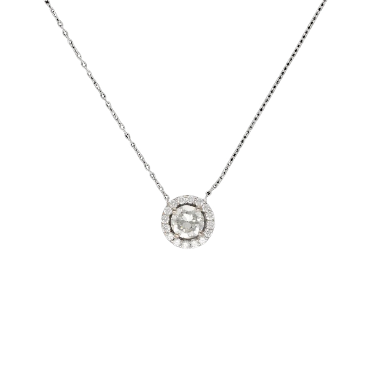 Collier pendentif diamant 0,57 Ct K - VS en or gris 18 Cts. 42 cm. - Castafiore