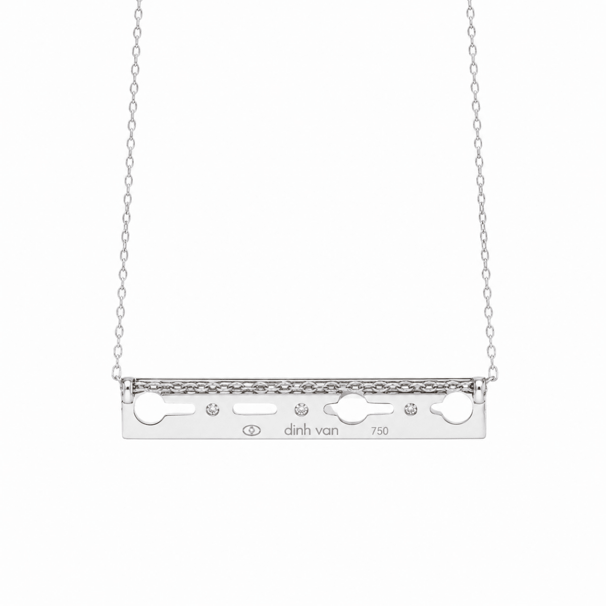 Collier Pendentif DINH VAN en or blanc et diamants - Castafiore