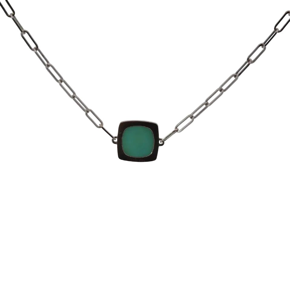 Collier Pendentif DINH VAN "Impressions" en or blanc et turquoise - Castafiore