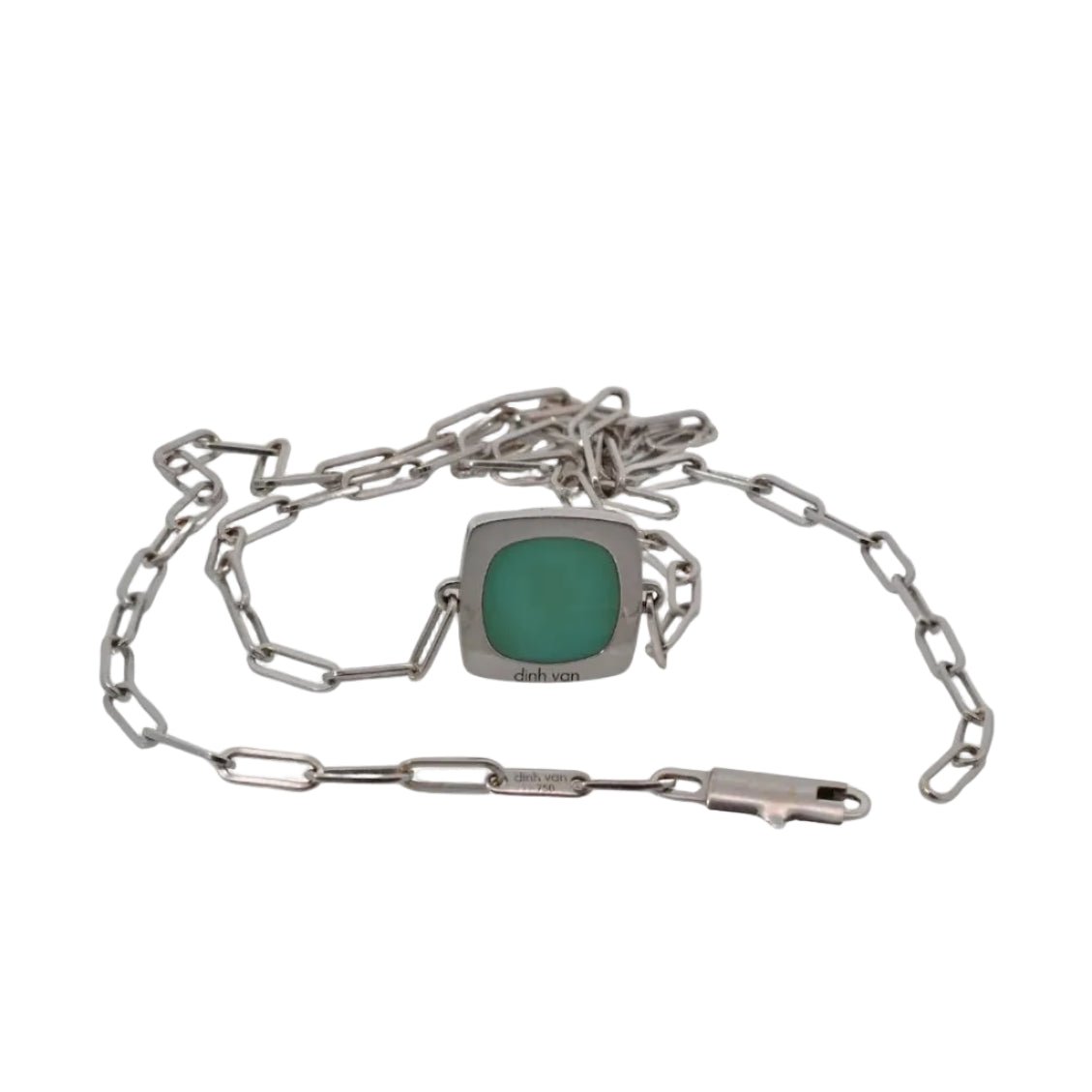 Collier Pendentif DINH VAN "Impressions" en or blanc et turquoise - Castafiore