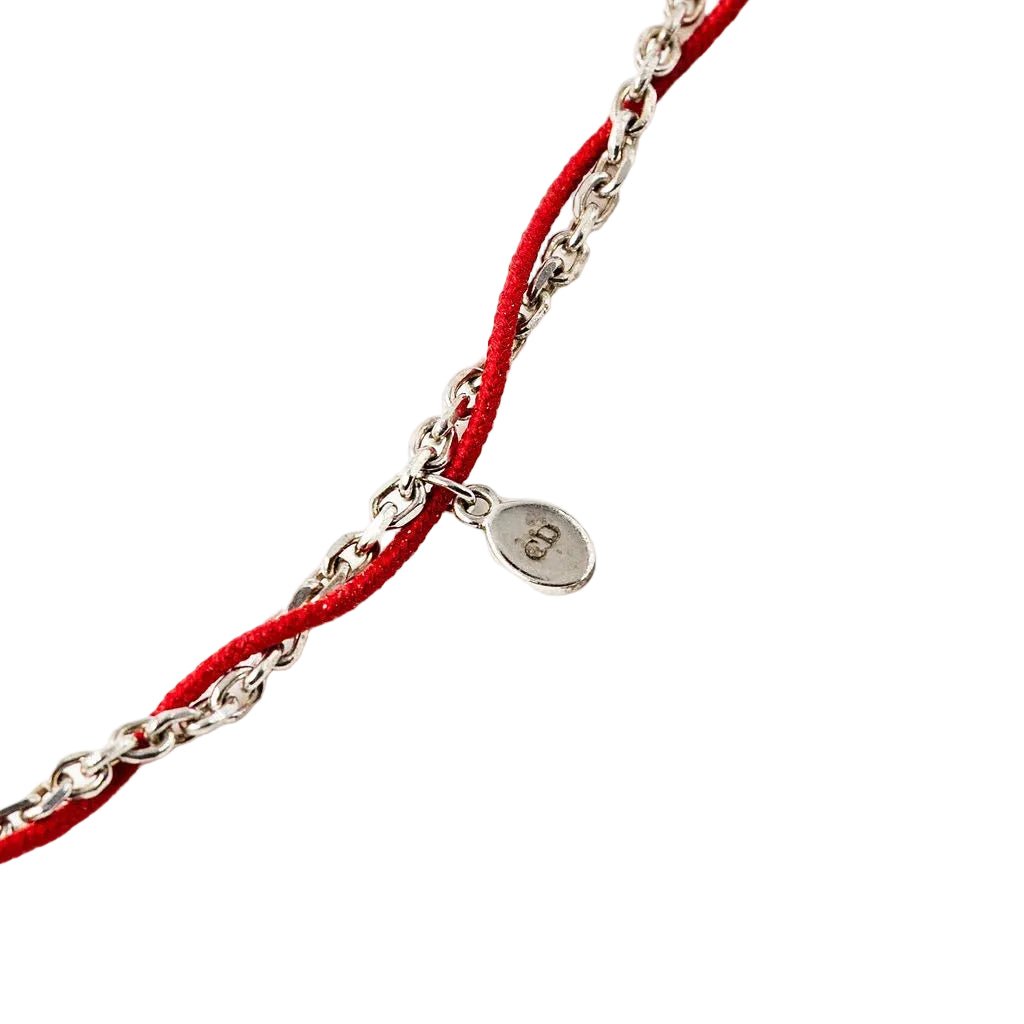 Collier Pendentif DIOR Croix en argent et cordon - Castafiore
