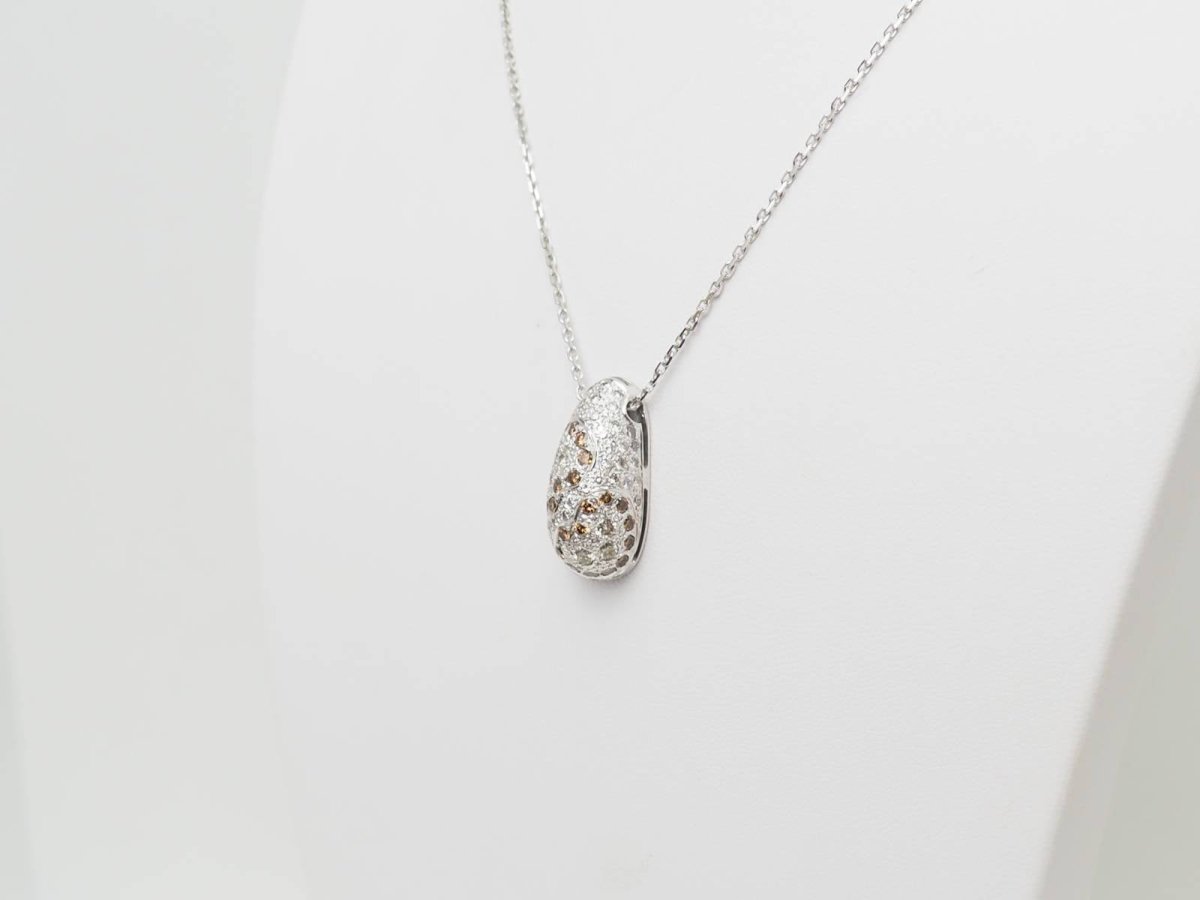 Collier pendentif dôme en or blanc et diamants - Castafiore