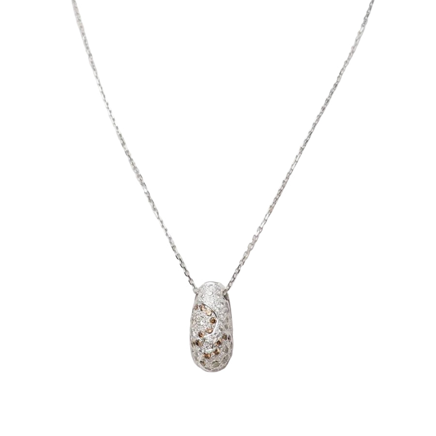Collier pendentif dôme en or blanc et diamants - Castafiore