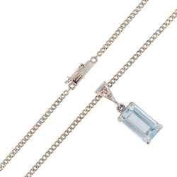 Collier Pendentif en or blanc, aigue - marine et diamant - Castafiore