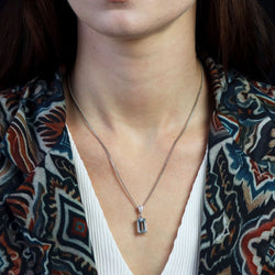 Collier Pendentif en or blanc, aigue - marine et diamant - Castafiore