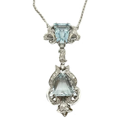 Collier Pendentif en or blanc, aigue-marine et diamants - Castafiore