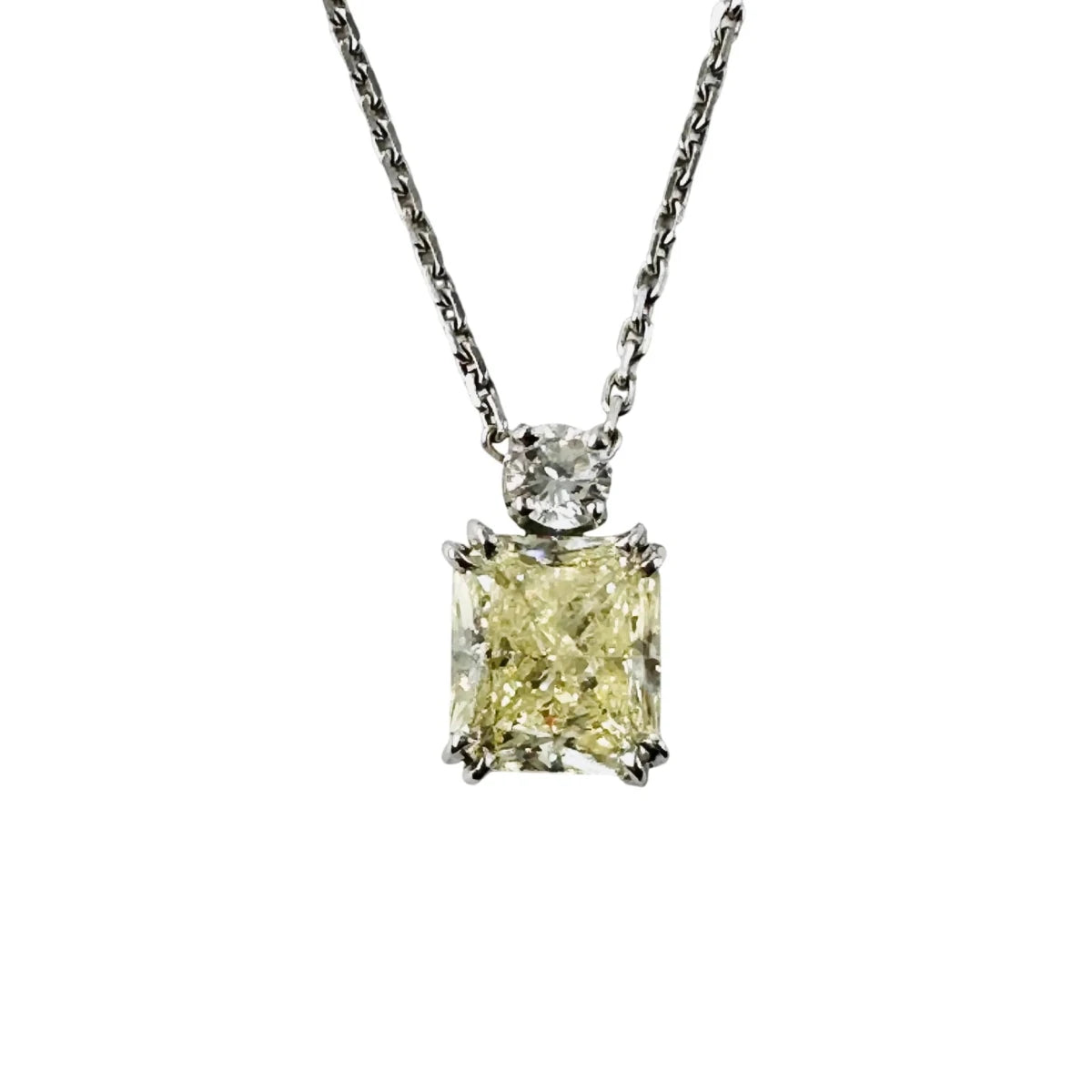 Collier Pendentif en or blanc, diamant fancy yellow et diamant - Castafiore