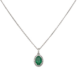 Collier Pendentif en or blanc, émeraude et diamants - Castafiore