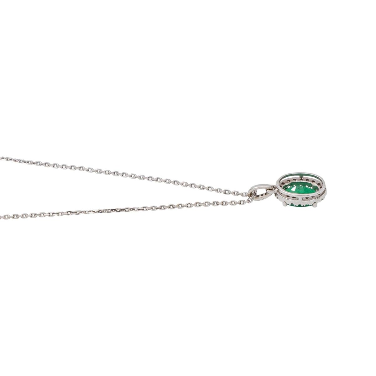 Collier Pendentif en or blanc, émeraude et diamants - Castafiore