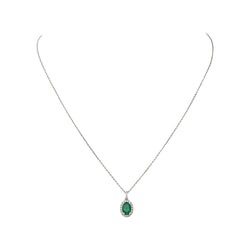 Collier Pendentif en or blanc, émeraude et diamants - Castafiore