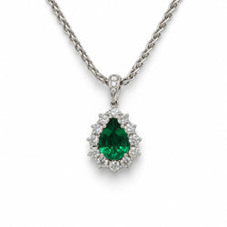 Collier Pendentif en or blanc, émeraude et diamants - Castafiore