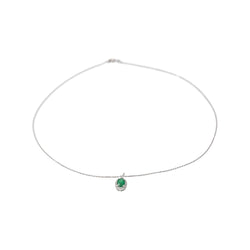 Collier Pendentif en or blanc, émeraude et diamants - Castafiore