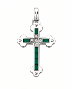 Collier Pendentif en or blanc, émeraude et diamants - Castafiore