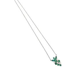 Collier Pendentif en or blanc, émeraudes et diamants - Castafiore