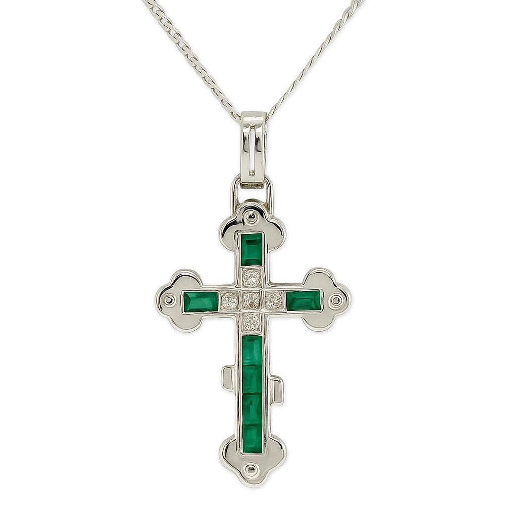 Collier Pendentif en or blanc, émeraudes et diamants - Castafiore