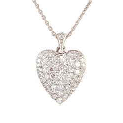 Heart pendant diamonds and its chain white gold