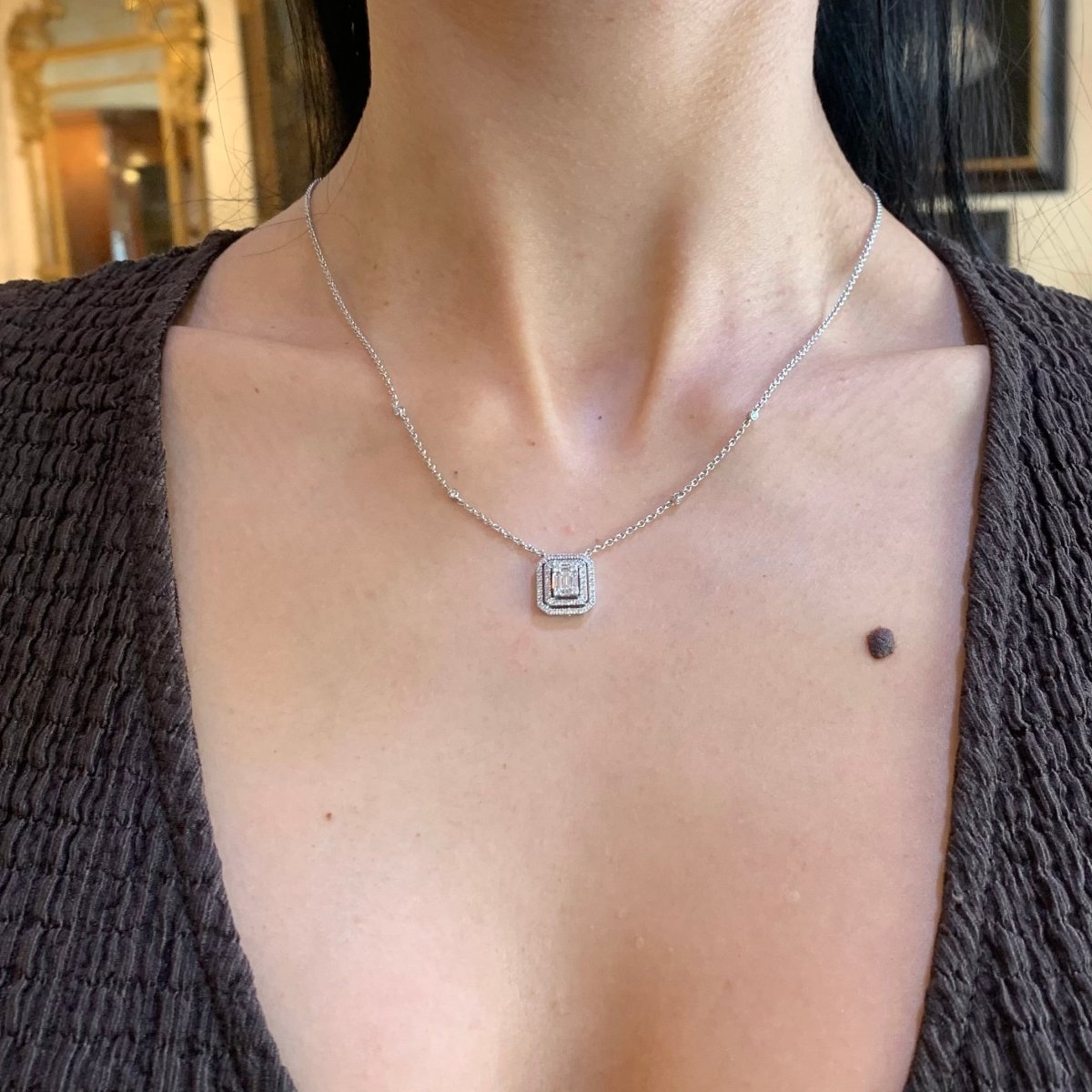 Collier Pendentif en or blanc et diamants