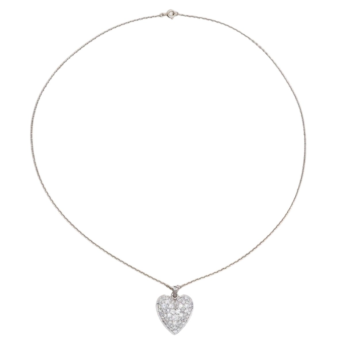 Heart pendant diamonds and its chain white gold