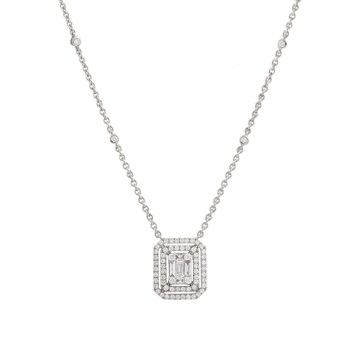 Collier Pendentif en or blanc et diamants