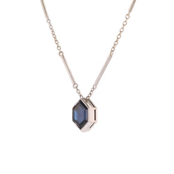 Collier Pendentif en or blanc et saphir - Castafiore