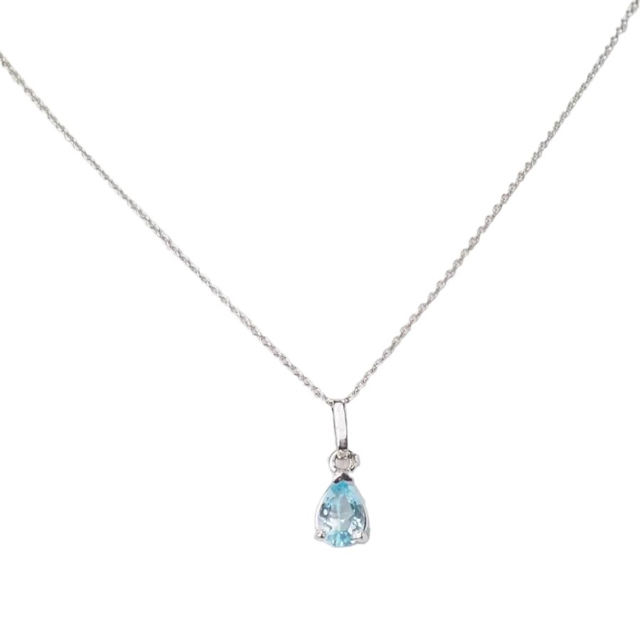 Collier Pendentif en or blanc et topaze - Castafiore