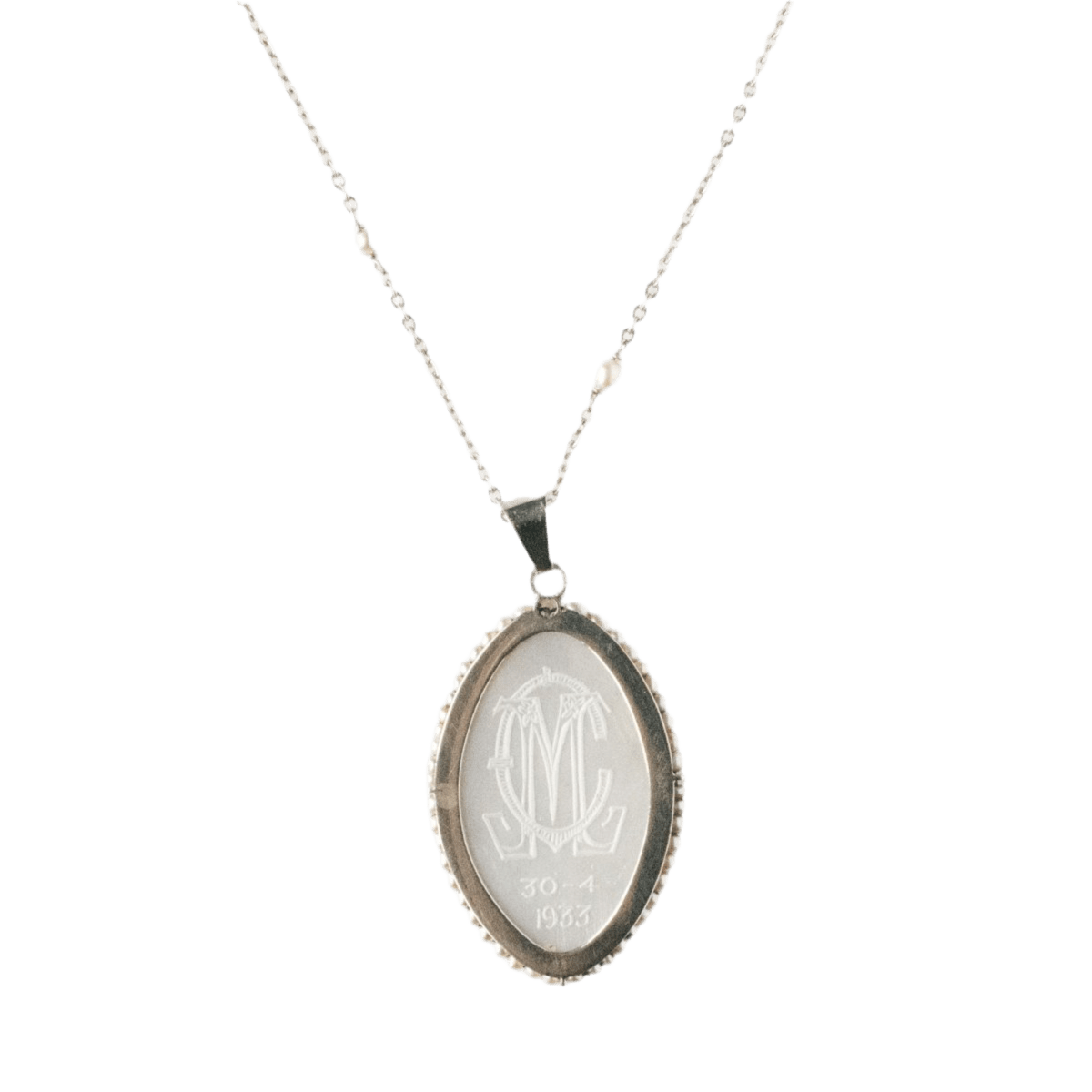 Collier Pendentif en or blanc, nacre et perles - Castafiore