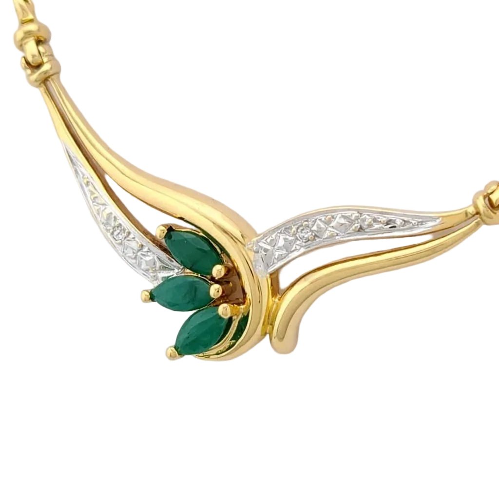 Collier Pendentif en or blanc, or jaune, émeraudes et diamants - Castafiore