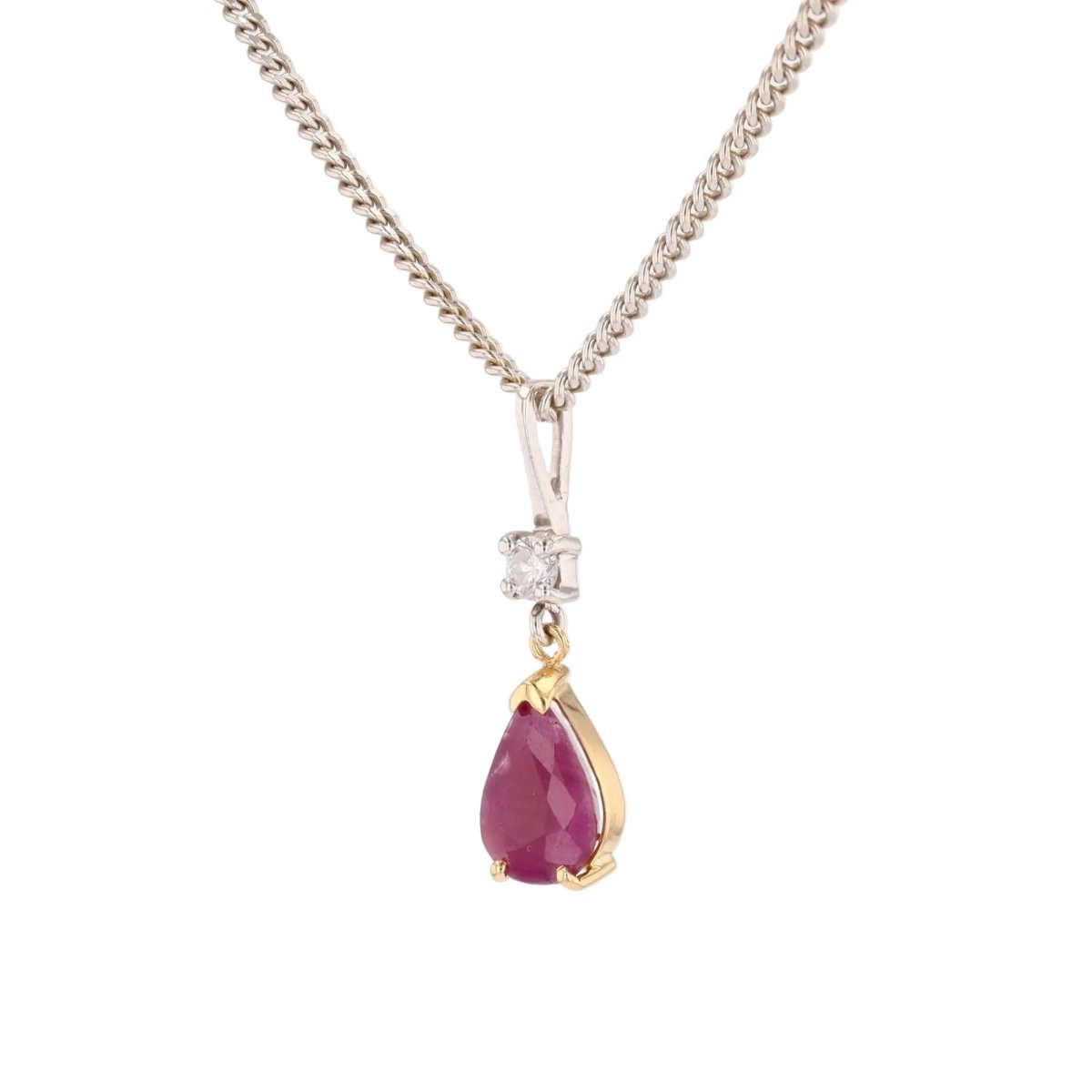 Collier Pendentif en or blanc, or jaune, rubis et diamant - Castafiore