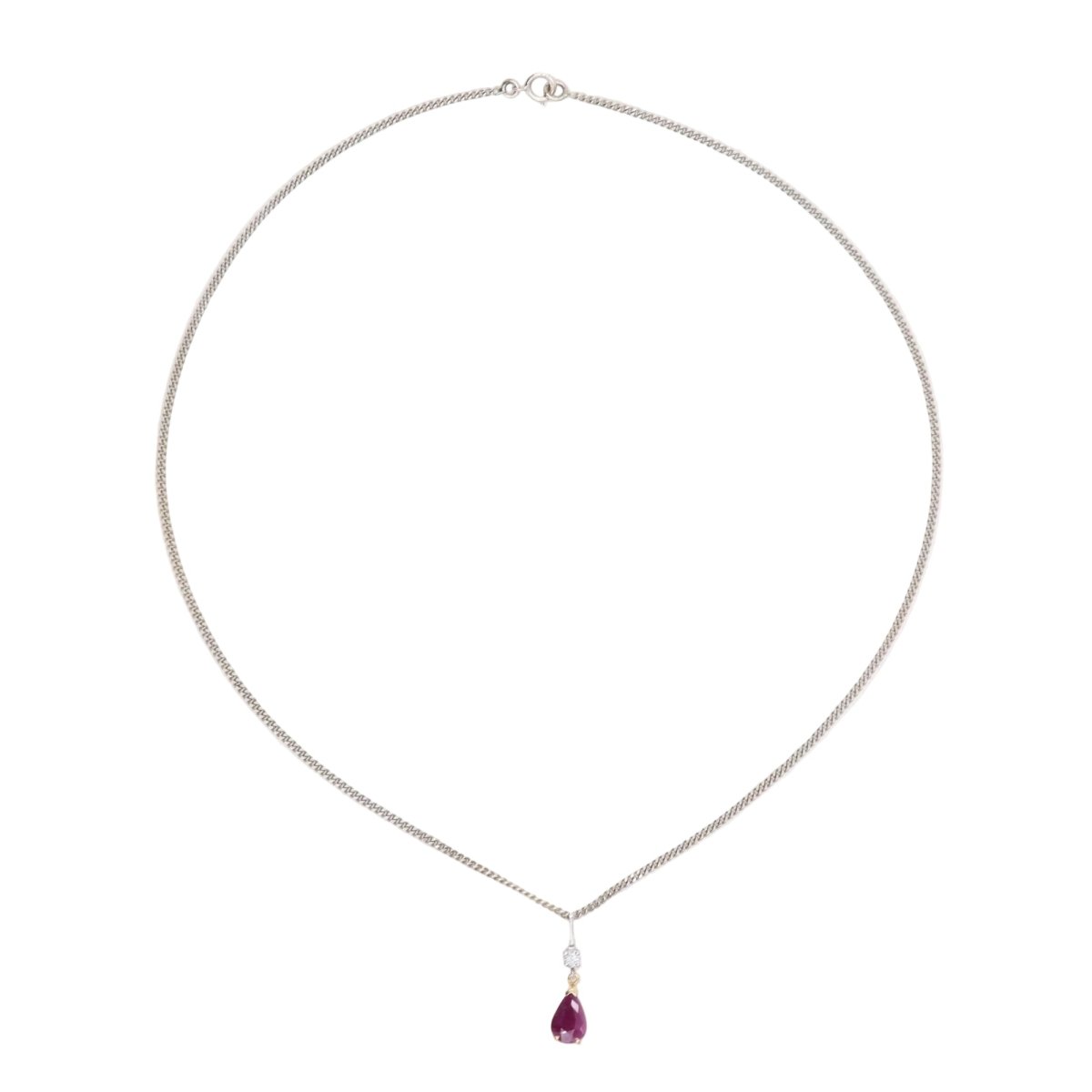 Collier Pendentif en or blanc, or jaune, rubis et diamant - Castafiore