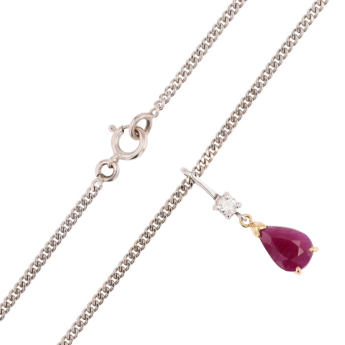 Collier Pendentif en or blanc, or jaune, rubis et diamant - Castafiore