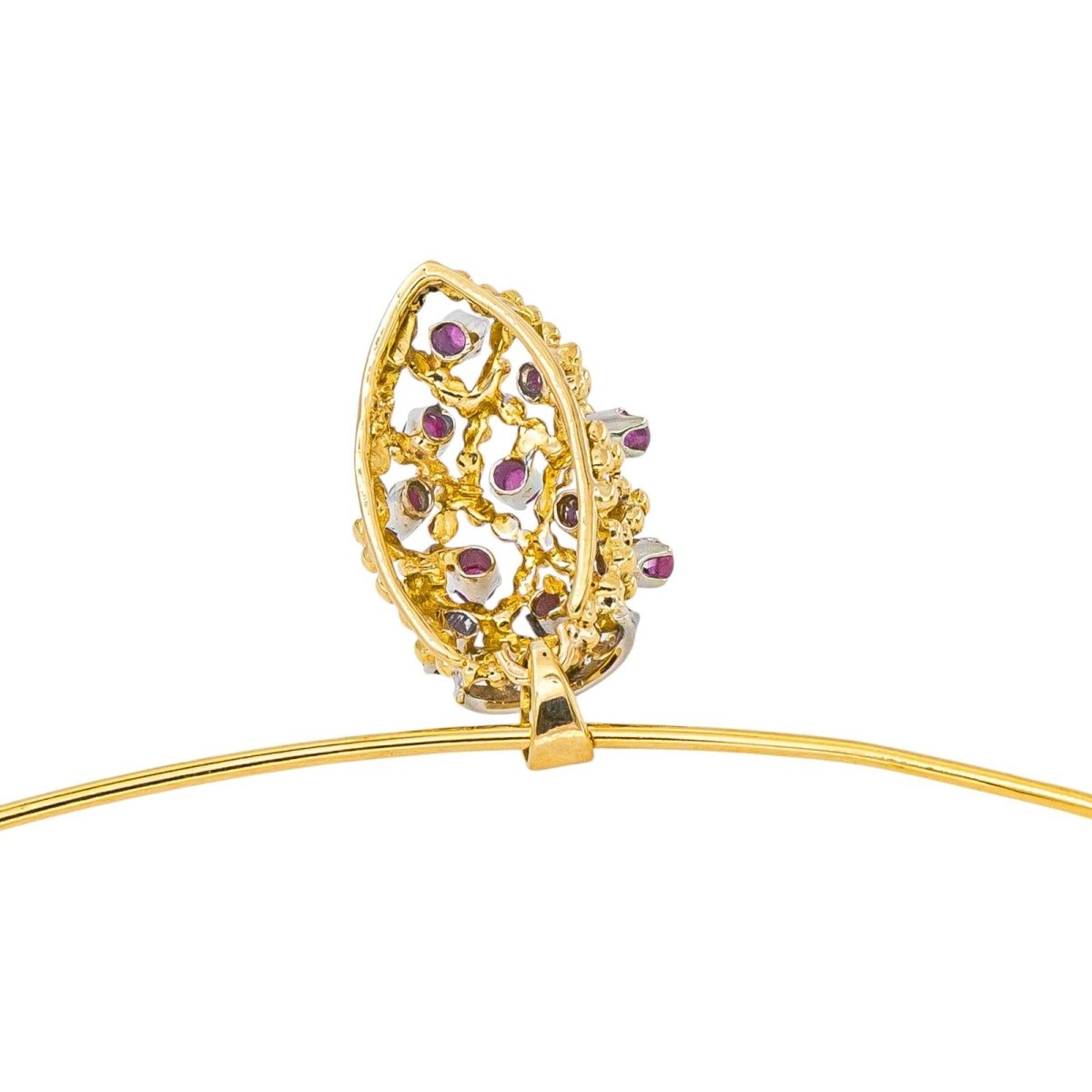 Collier Pendentif en or blanc, or jaune, rubis et diamants - Castafiore