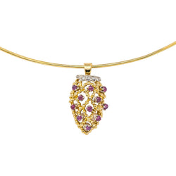 Collier Pendentif en or blanc, or jaune, rubis et diamants - Castafiore