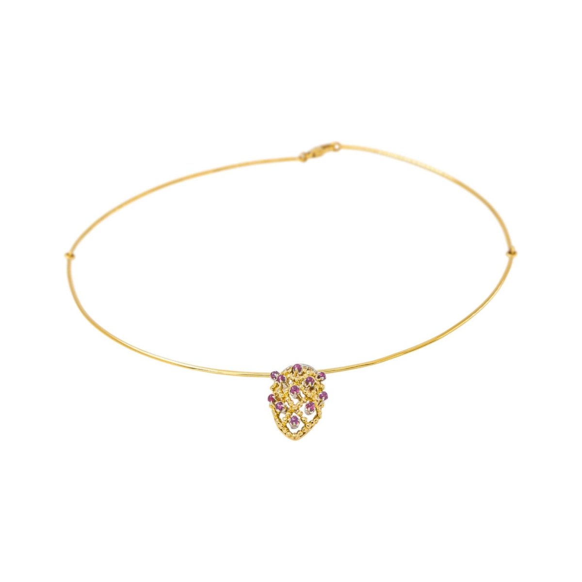 Collier Pendentif en or blanc, or jaune, rubis et diamants - Castafiore