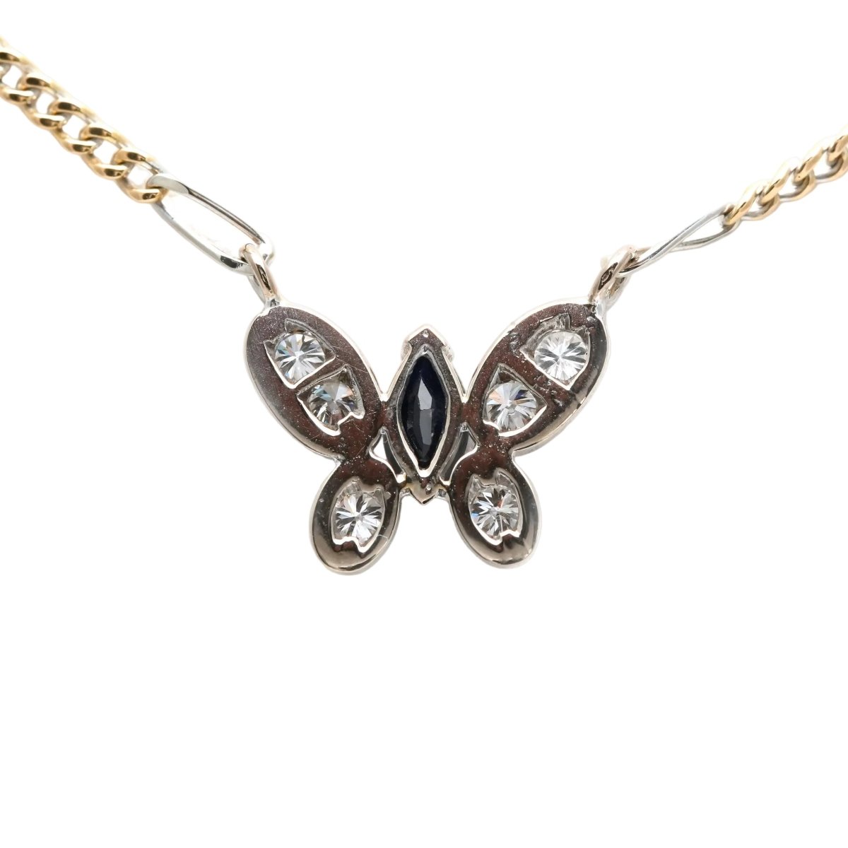 Collier Pendentif en or blanc, or jaune, saphir et diamants - Castafiore
