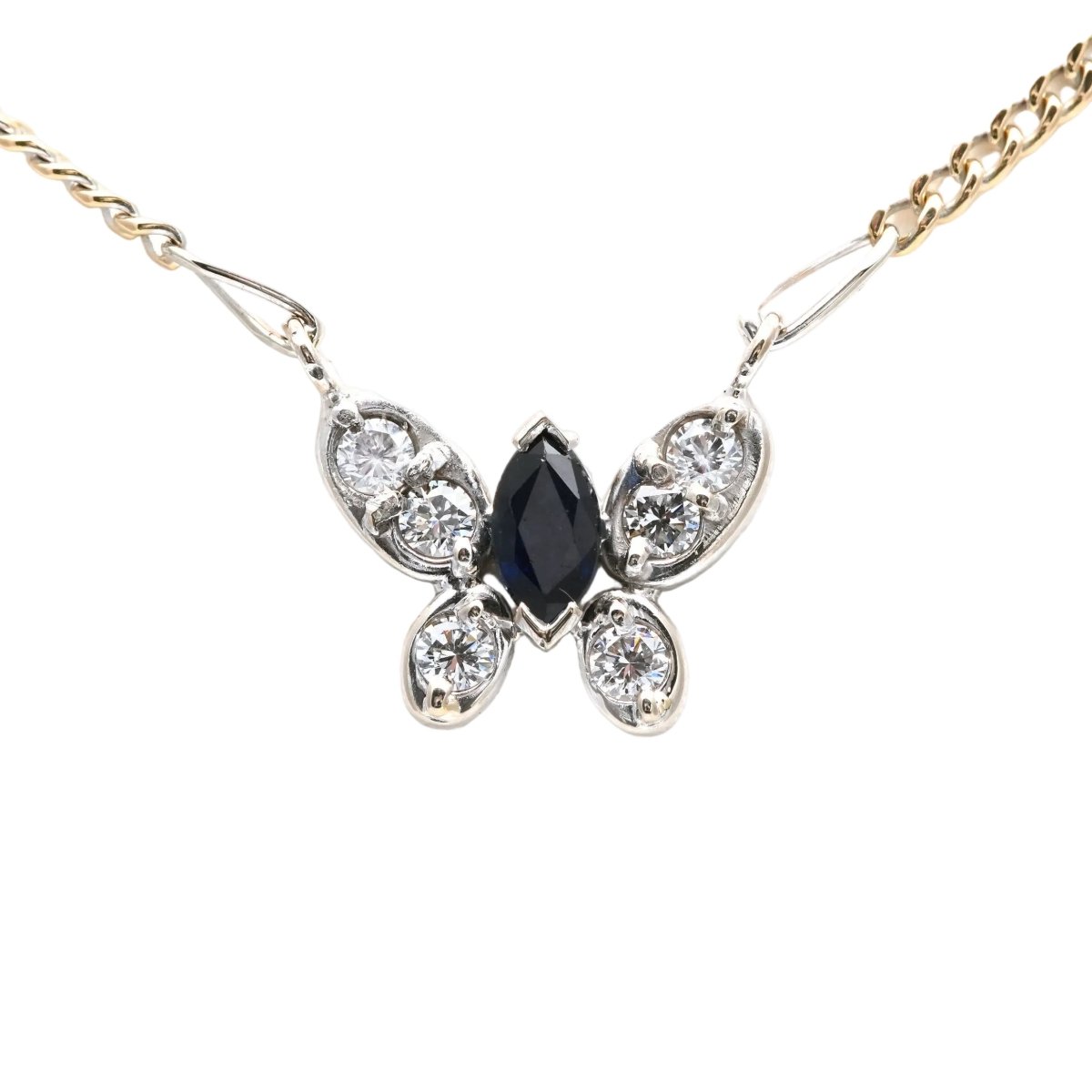 Collier Pendentif en or blanc, or jaune, saphir et diamants - Castafiore