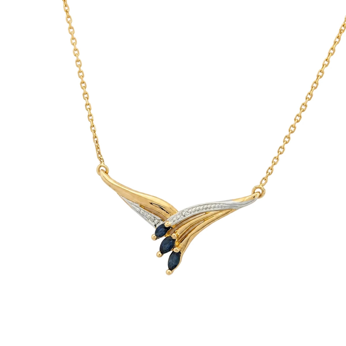 Collier Pendentif en or blanc, or jaune, saphirs et diamant - Castafiore