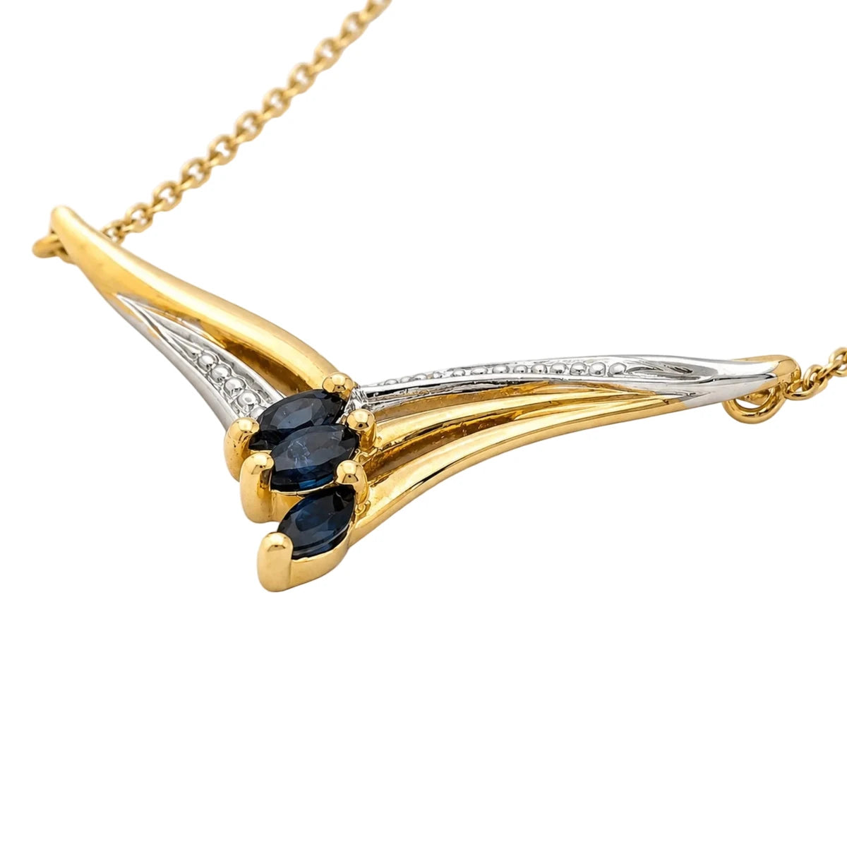 Collier Pendentif en or blanc, or jaune, saphirs et diamant - Castafiore
