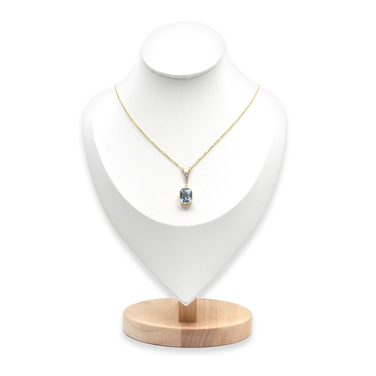 Collier Pendentif en or blanc, or jaune, topaze et diamant - Castafiore
