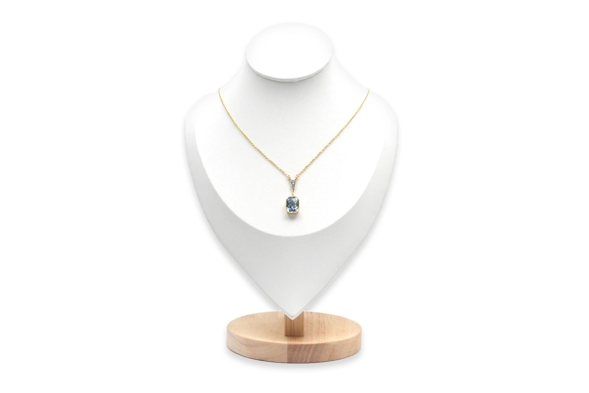 Collier Pendentif en or blanc, or jaune, topaze et diamant - Castafiore