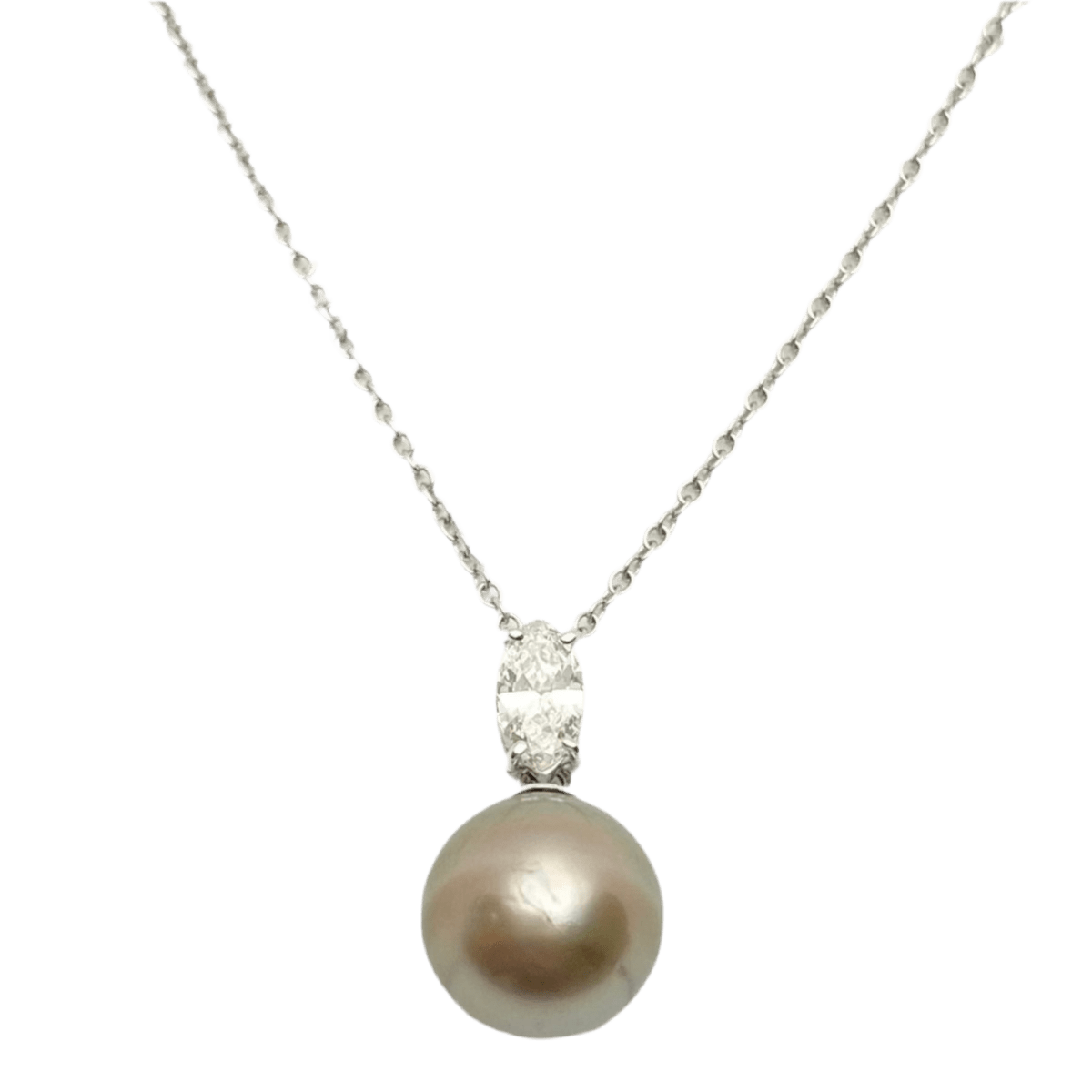 Collier Pendentif en or blanc, perle et diamant - Castafiore