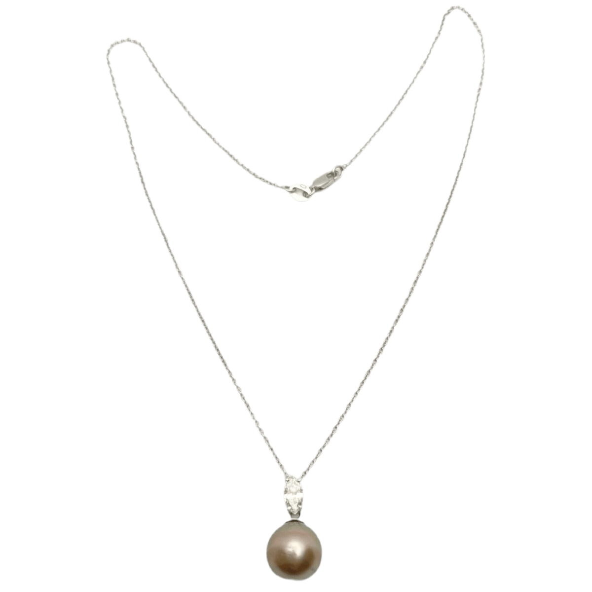 Collier Pendentif en or blanc, perle et diamant - Castafiore