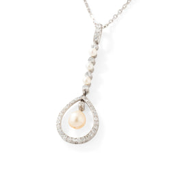 Collier Pendentif en or blanc, perle et diamants - Castafiore