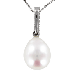 Collier Pendentif en or blanc, perle et diamants - Castafiore