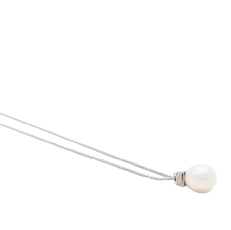 Collier Pendentif en or blanc, perle et diamants - Castafiore